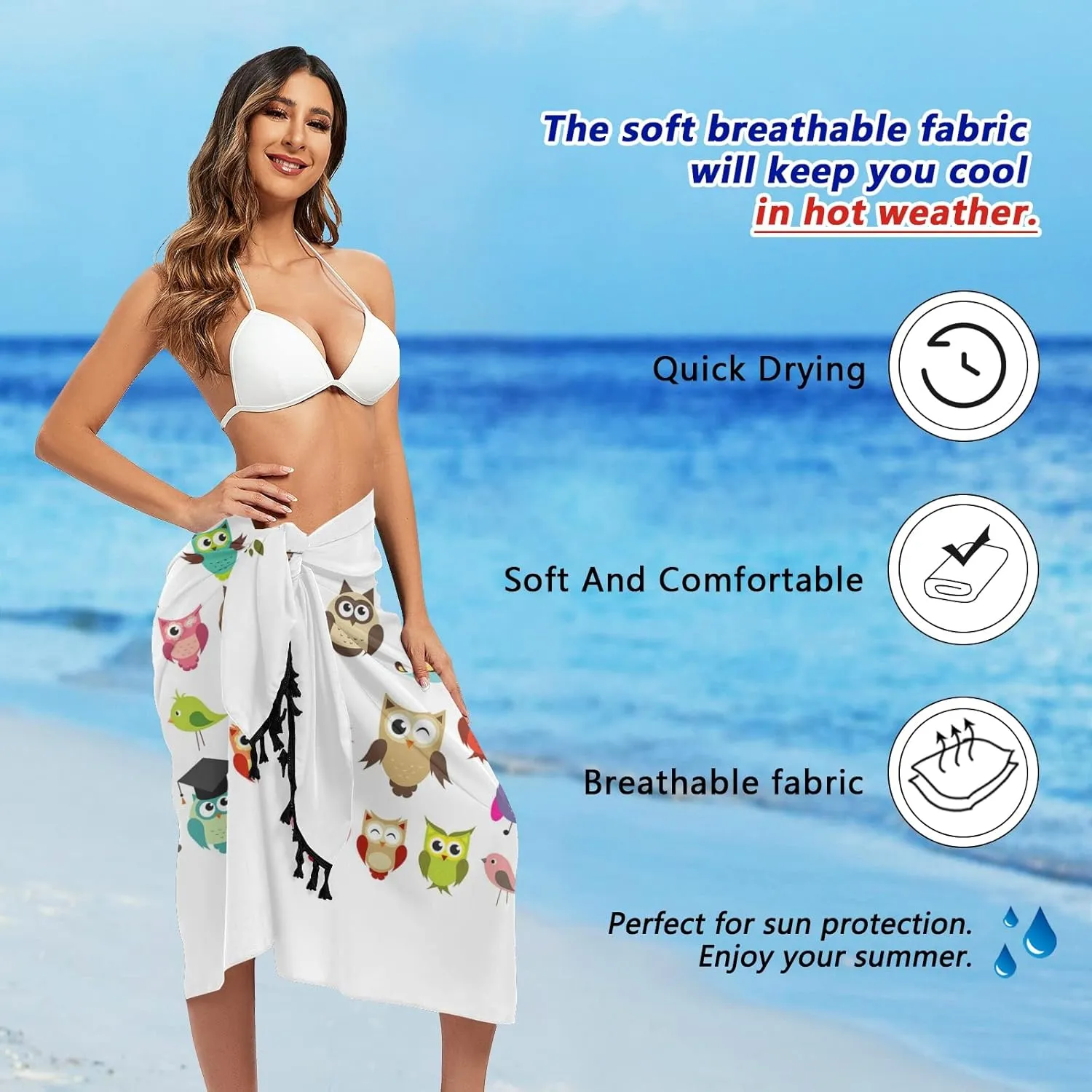 Women Swimwear Cover Ups Beach Wrap Shirt Sun Protection Blouse with Tassels