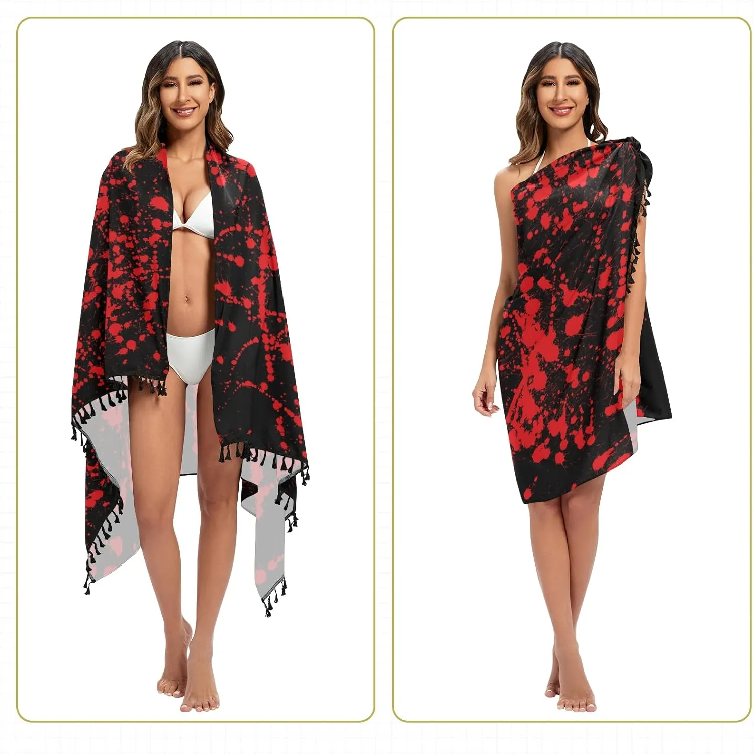 Women Swimwear Cover Ups Beach Wrap Shirt Sun Protection Blouse with Tassels