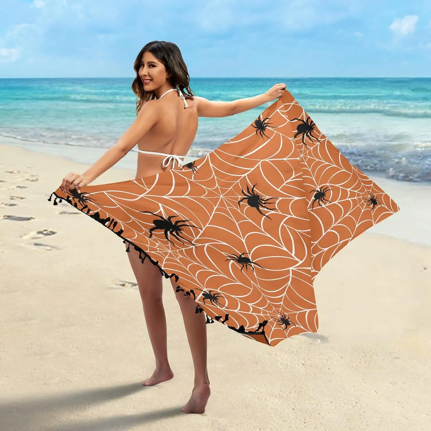 Women Swimwear Cover Ups Beach Wrap Shirt Sun Protection Blouse with Tassels