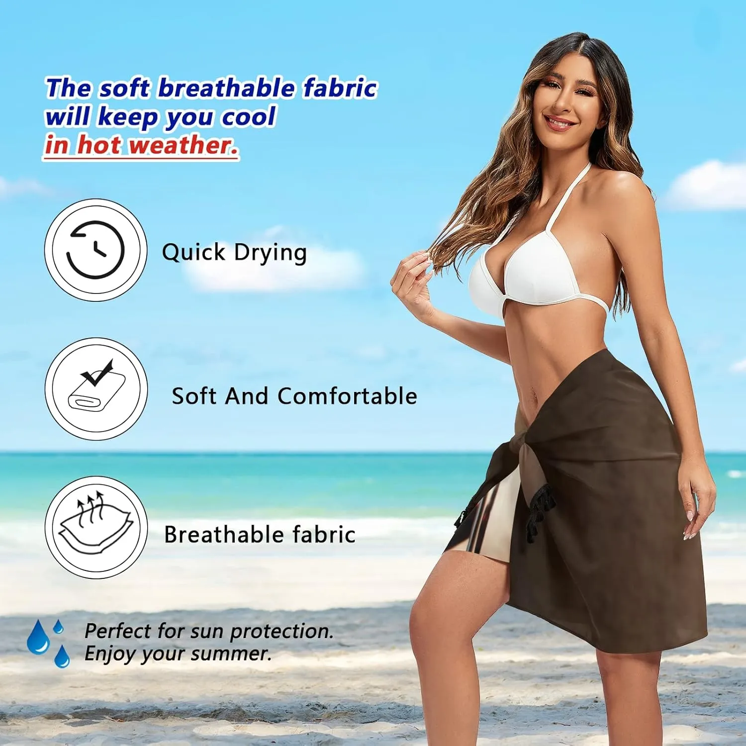 Women Swimwear Cover Ups Beach Wrap Shirt Sun Protection Blouse with Tassels