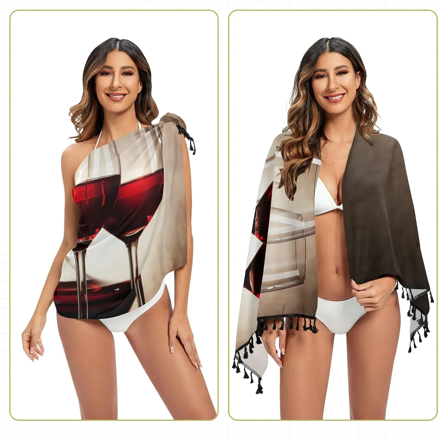Women Swimwear Cover Ups Beach Wrap Shirt Sun Protection Blouse with Tassels