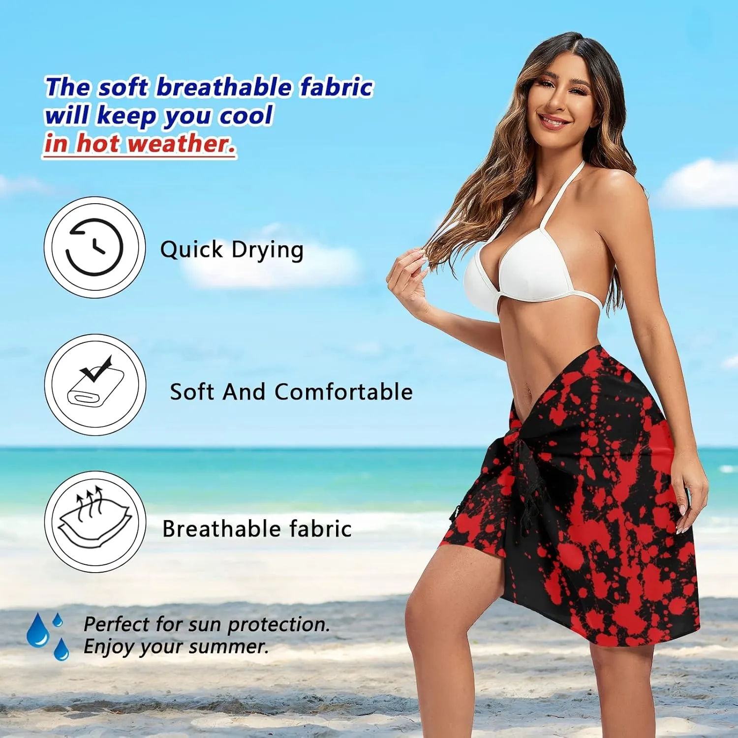 Women Swimwear Cover Ups Beach Wrap Shirt Sun Protection Blouse with Tassels