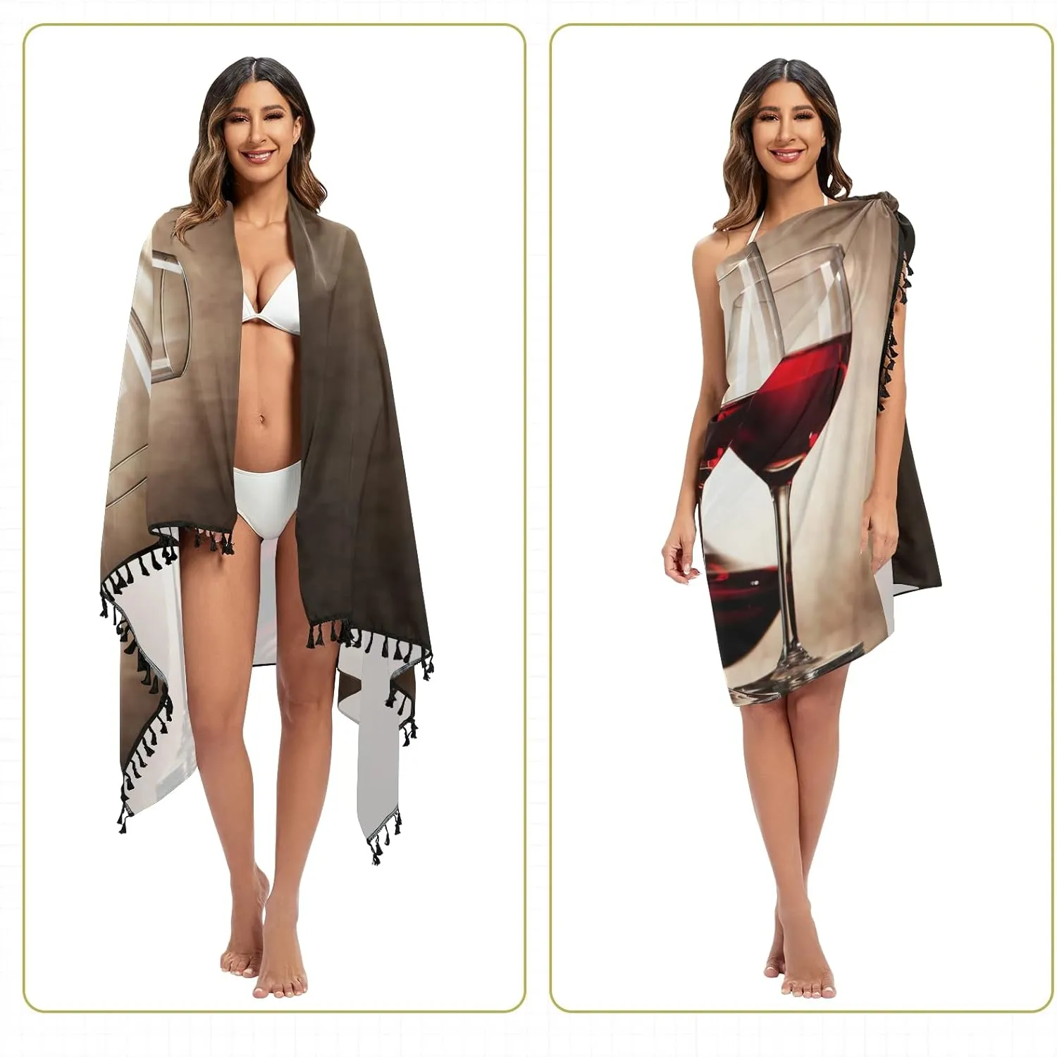 Women Swimwear Cover Ups Beach Wrap Shirt Sun Protection Blouse with Tassels