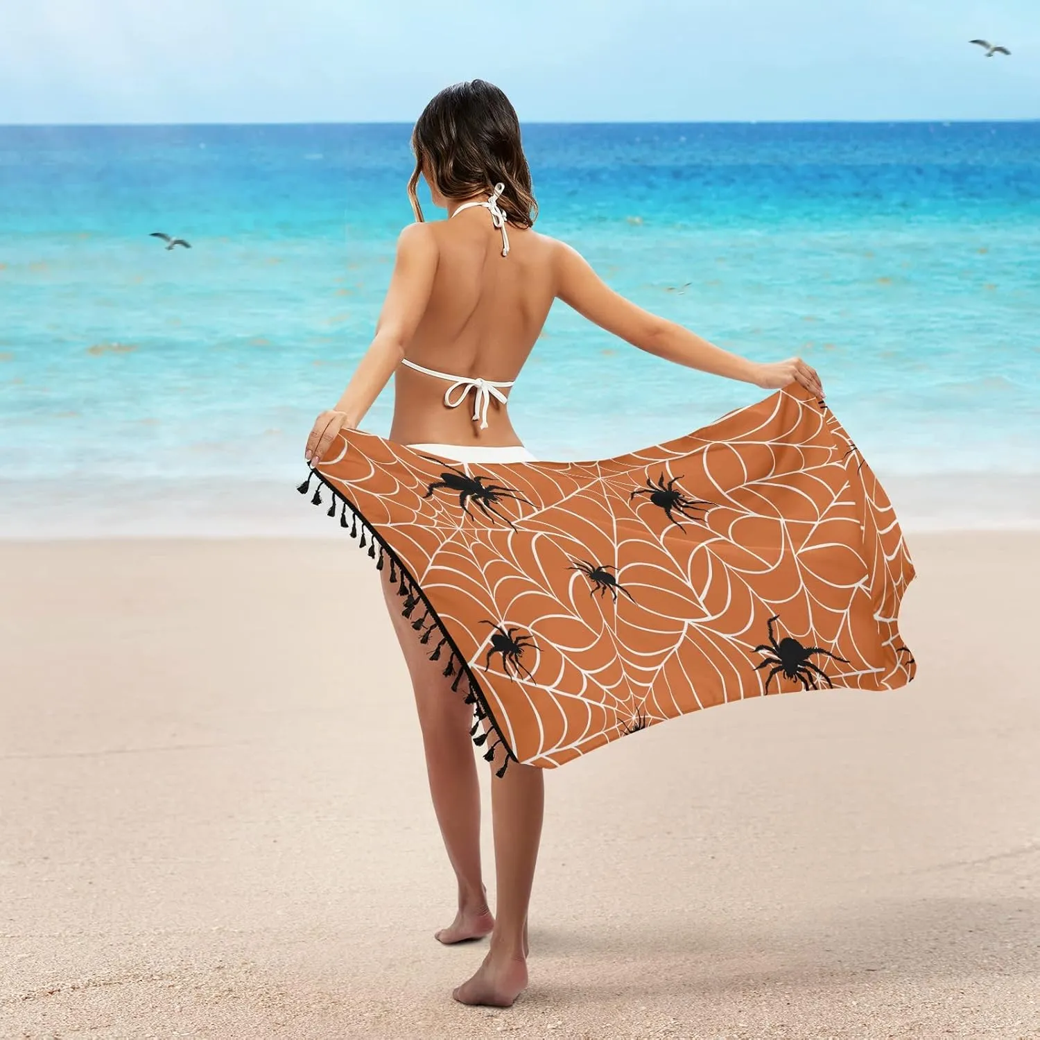 Women Swimwear Cover Ups Beach Wrap Shirt Sun Protection Blouse with Tassels