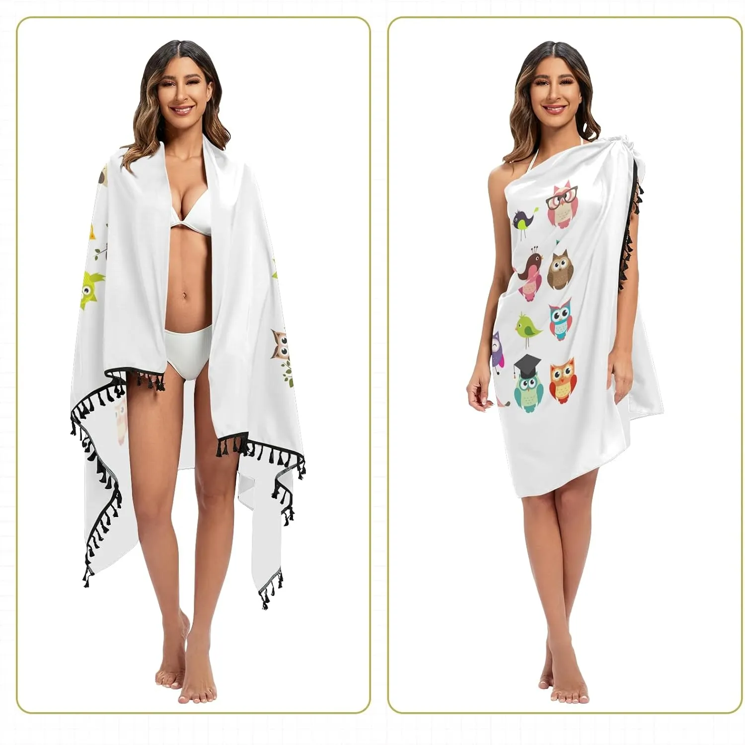 Women Swimwear Cover Ups Beach Wrap Shirt Sun Protection Blouse with Tassels