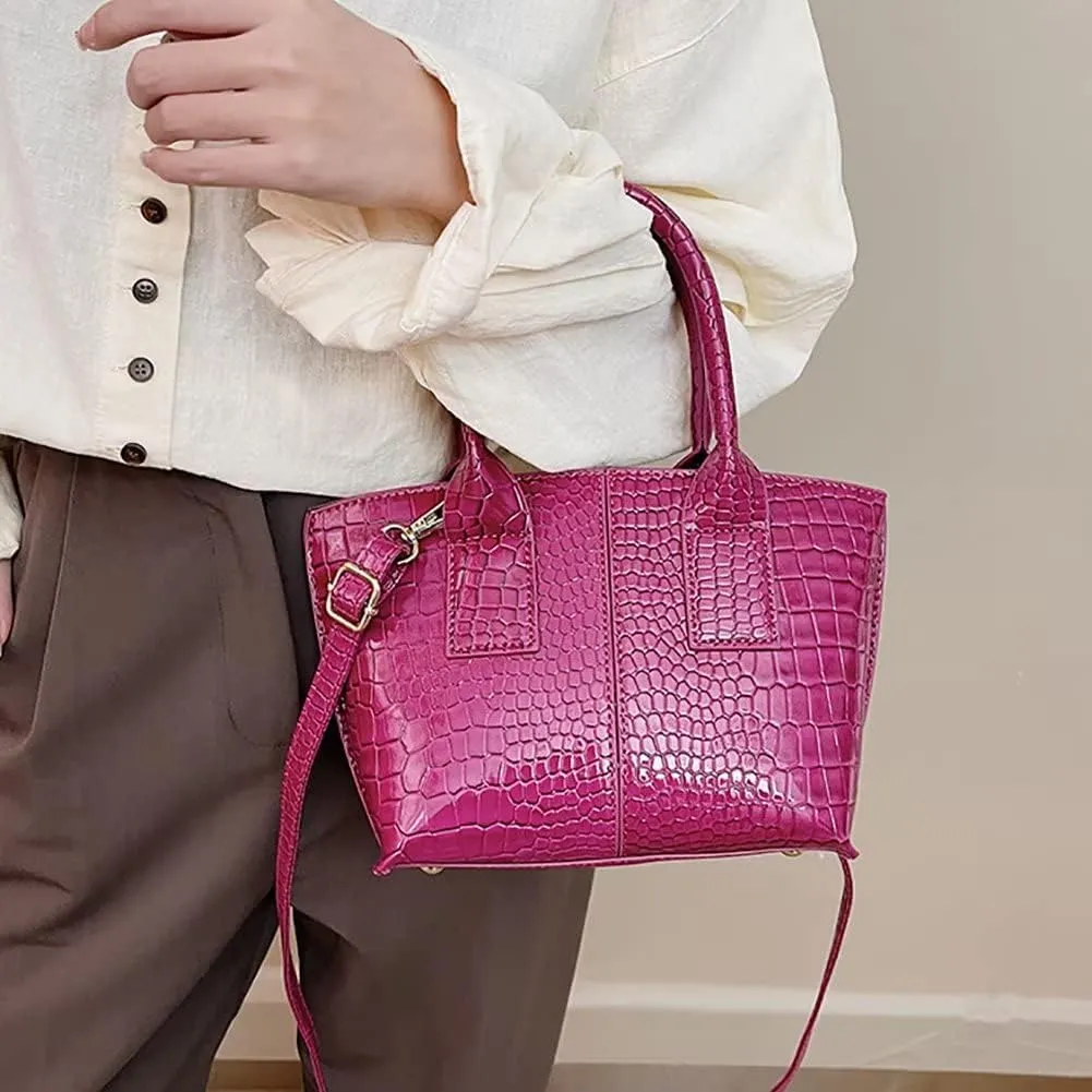 Women’ Tote Purse Crocodile Pattern Handbag Designer Shoulder Purse Stylish Leather Crossbody Bag for Travel Dating