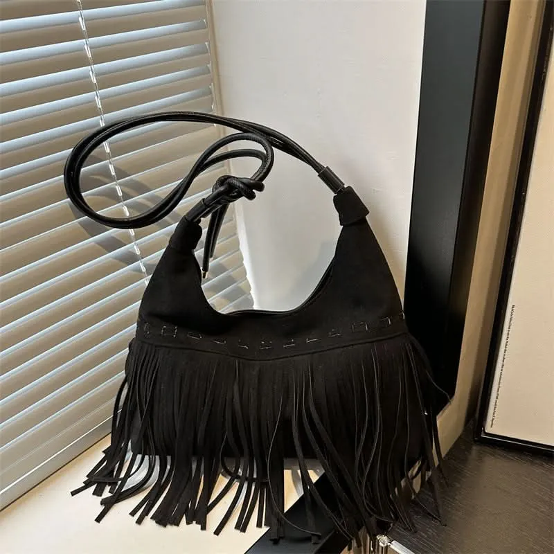 Women's Boho Tassel Shoulder Bag – Retro Chic Tote Bag