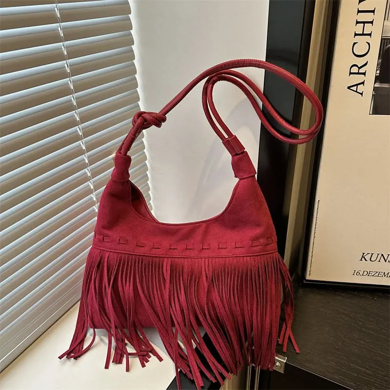 Women's Boho Tassel Shoulder Bag – Retro Chic Tote Bag