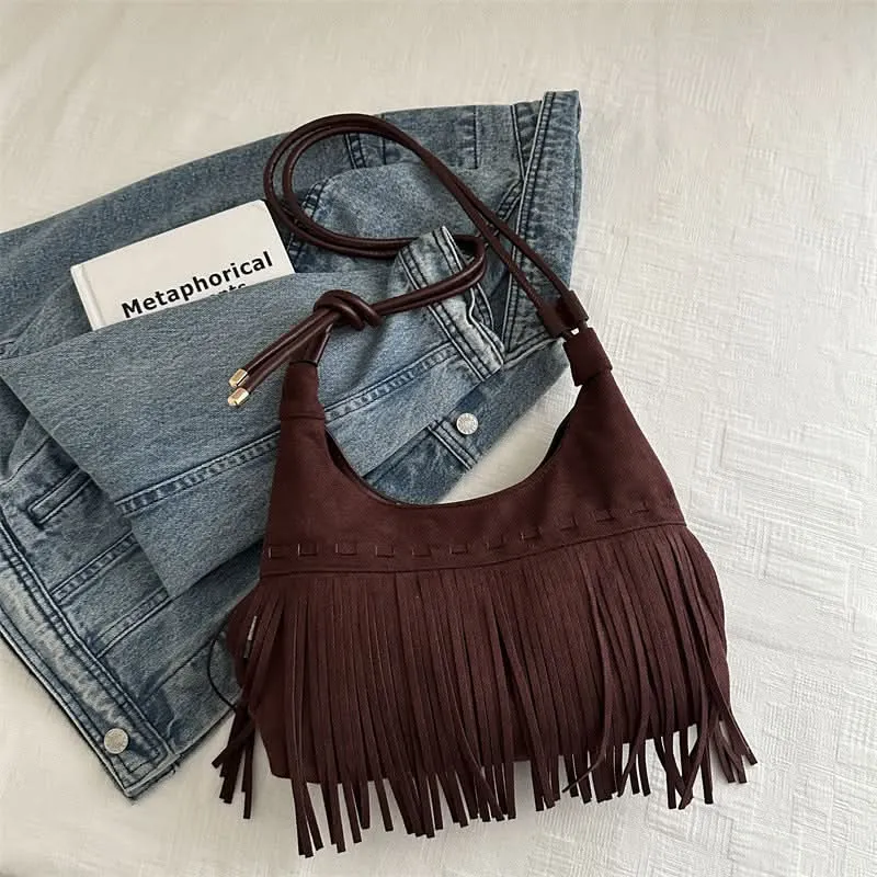 Women's Boho Tassel Shoulder Bag – Retro Chic Tote Bag
