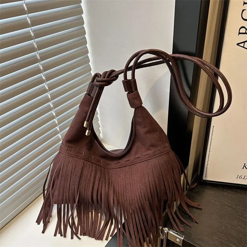 Women's Boho Tassel Shoulder Bag – Retro Chic Tote Bag