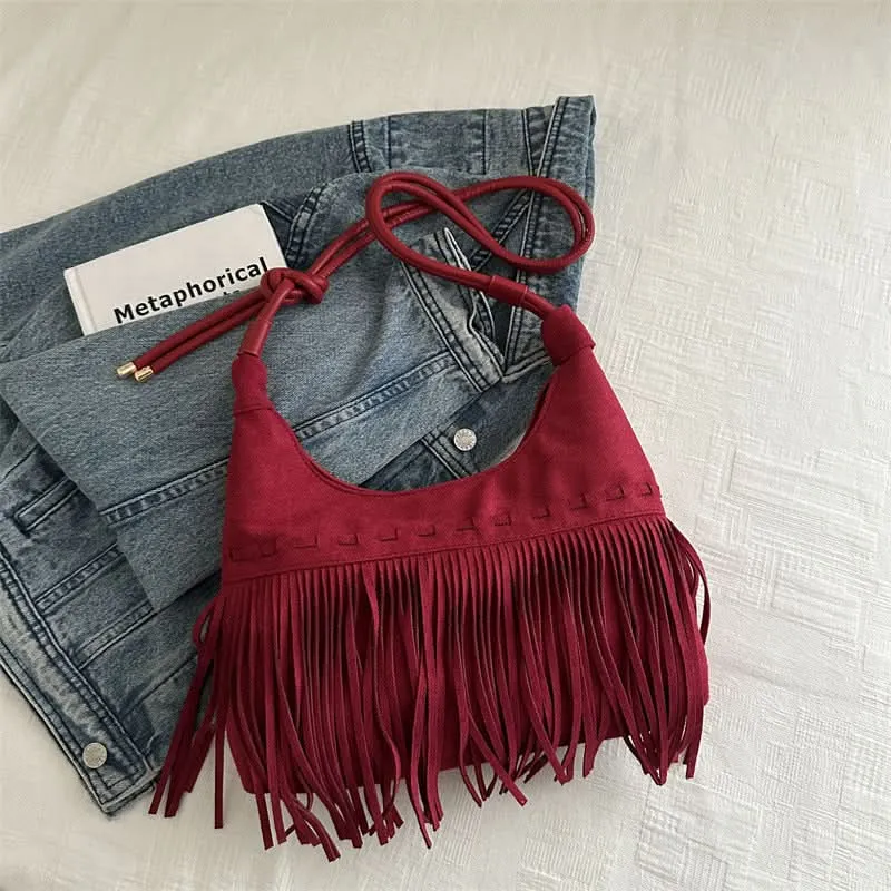 Women's Boho Tassel Shoulder Bag – Retro Chic Tote Bag