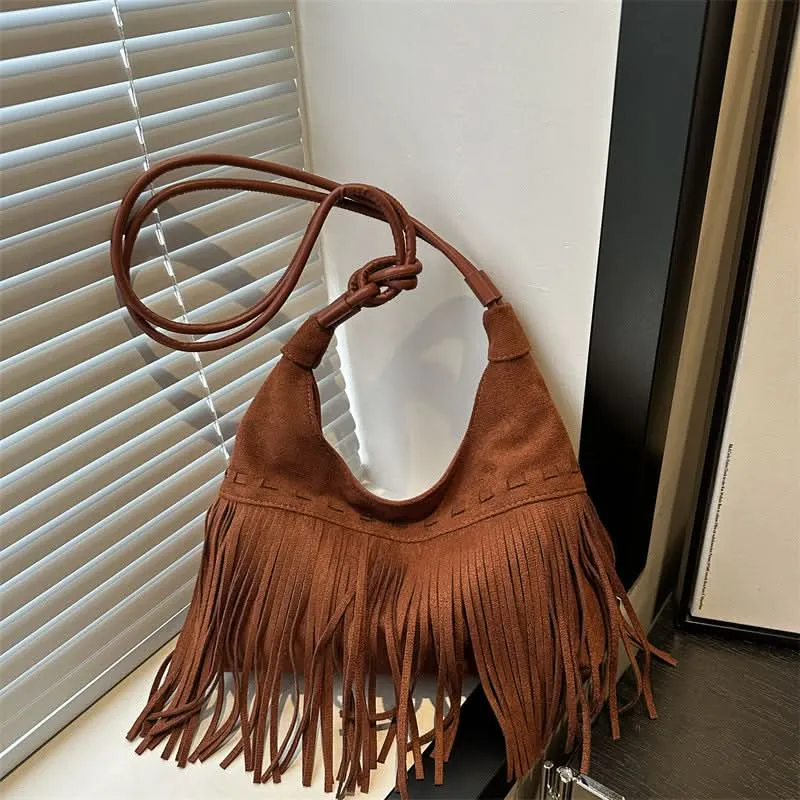 Women's Boho Tassel Shoulder Bag – Retro Chic Tote Bag