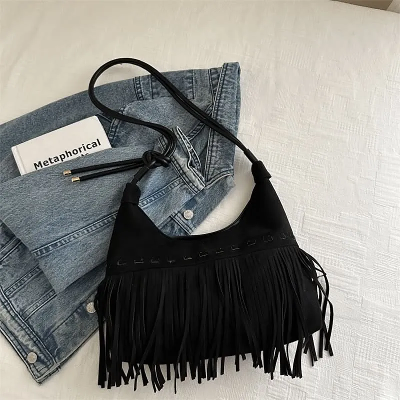 Women's Boho Tassel Shoulder Bag – Retro Chic Tote Bag
