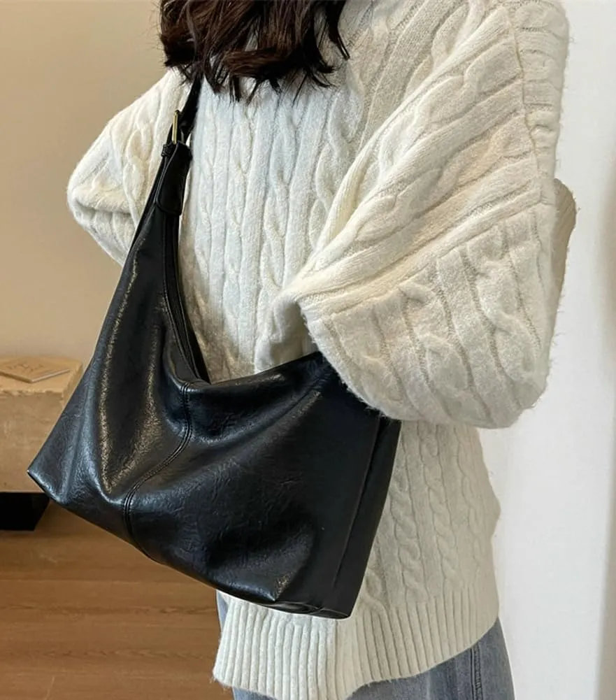 Women's Casual Tote Bags Soft Vegan Leather Shoulder Crossbody Satchel Purse Large Dumpling Working Handbags