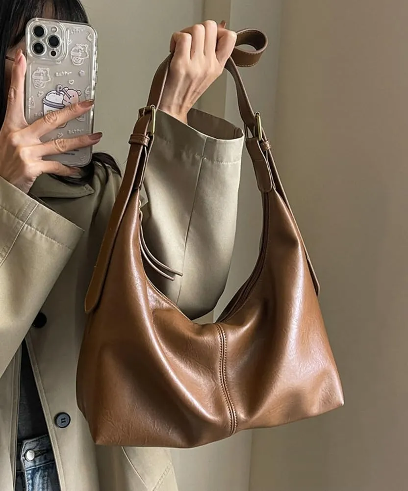 Women's Casual Tote Bags Soft Vegan Leather Shoulder Crossbody Satchel Purse Large Dumpling Working Handbags