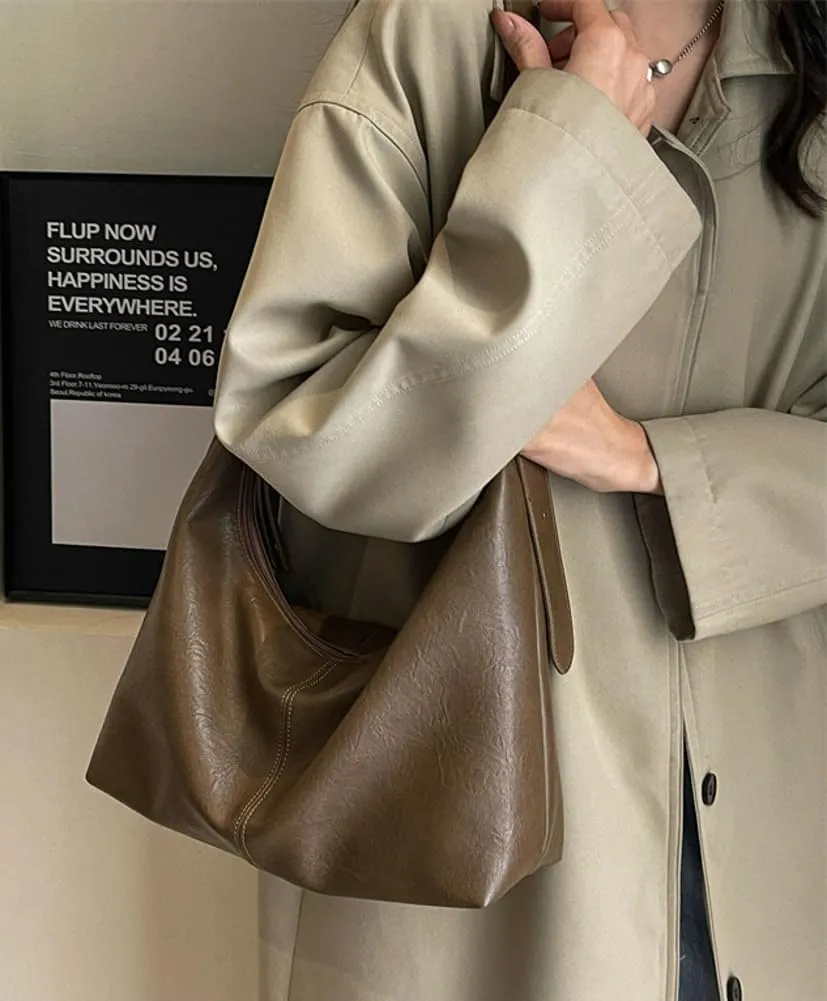 Women's Casual Tote Bags Soft Vegan Leather Shoulder Crossbody Satchel Purse Large Dumpling Working Handbags