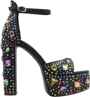 Women's Crystal Wedding Sandals - Embroidery Rhinestone Buckle Strap
