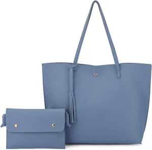 Women's Faux PU Leather Tote Shoulder Purses Bag for women, Big Capacity Tassel Handbag