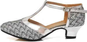 Women's Glitter Dance Shoes Flapper Gatsby 1920s Shoes Latin Tango Salsa Ballroom Heels