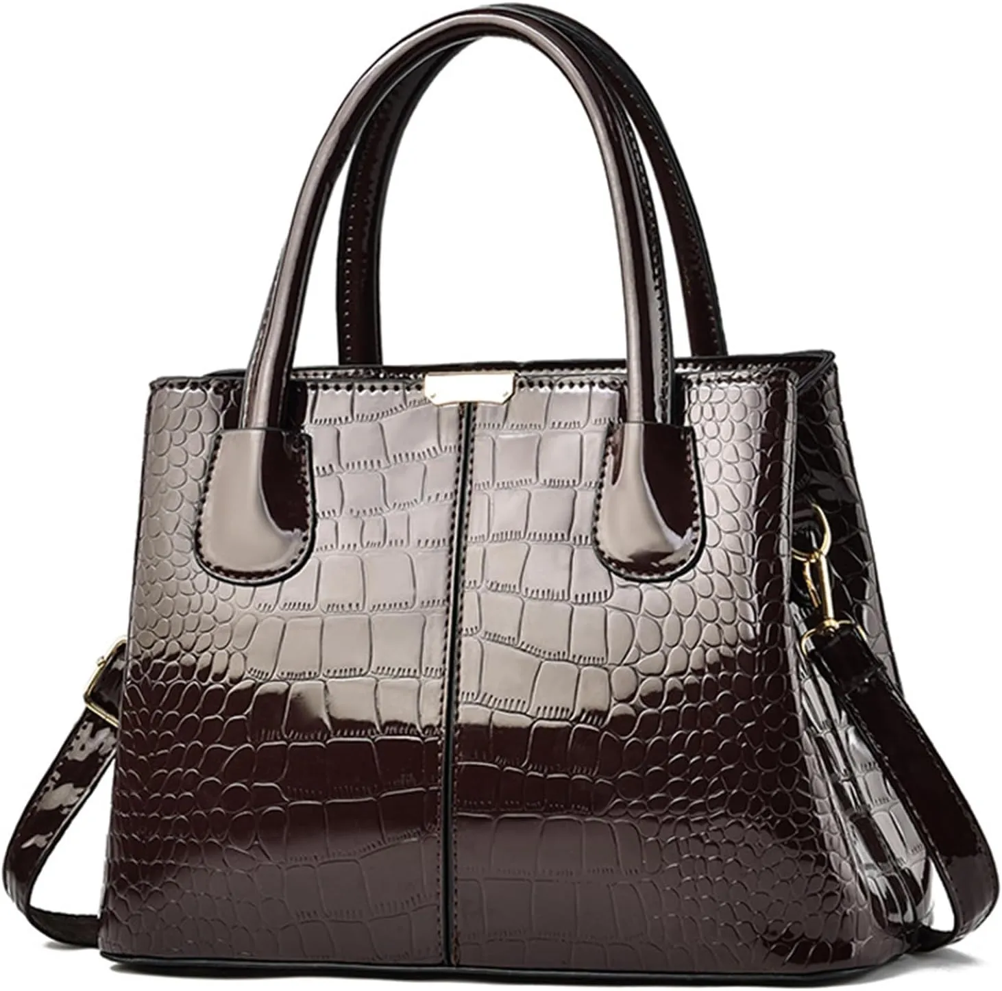 Womens Handbag and Purse Patent Leather Shoulder Bag Crocodile Pattern Top-Handle Satchel Tote Wallet