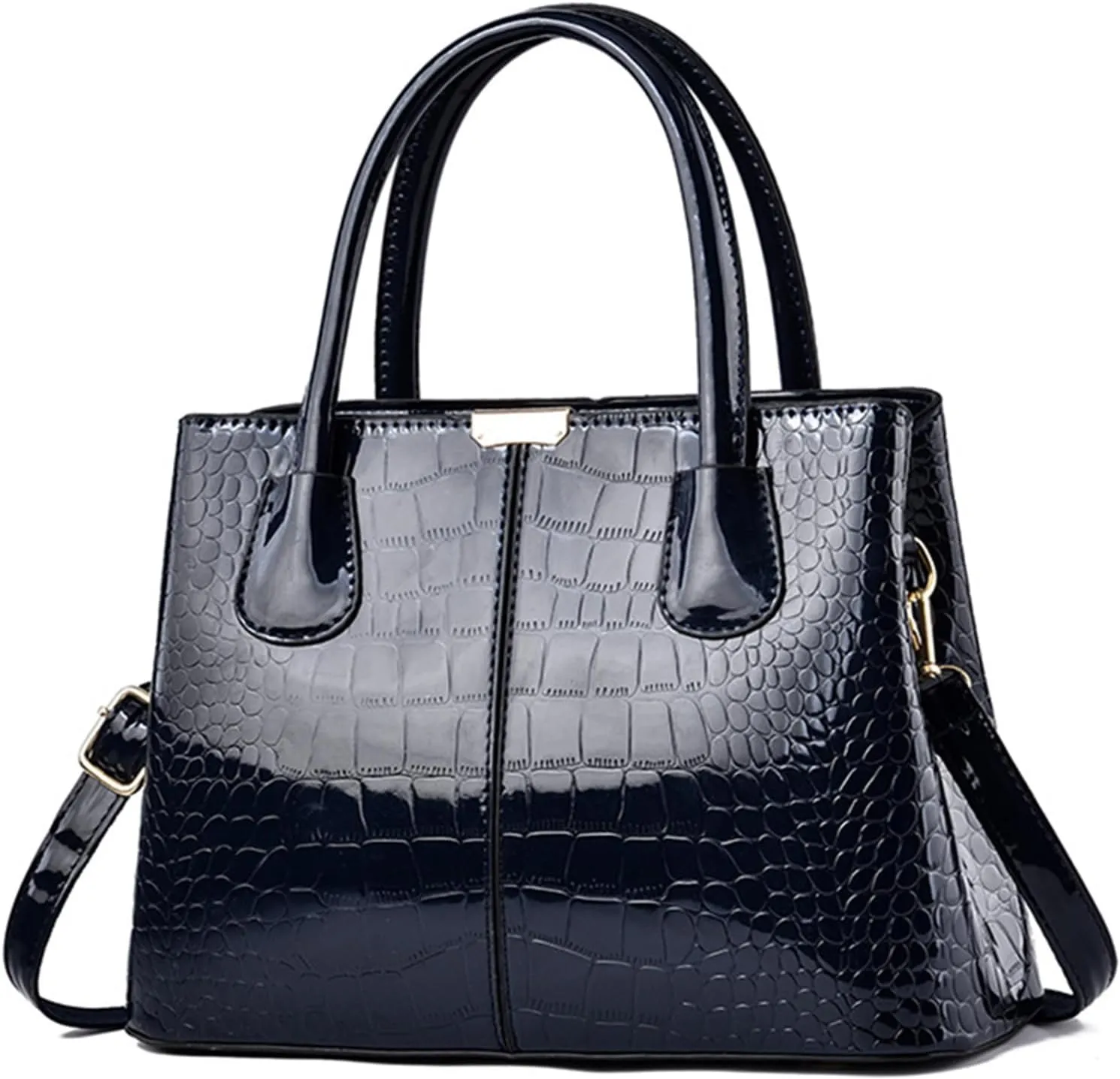 Womens Handbag and Purse Patent Leather Shoulder Bag Crocodile Pattern Top-Handle Satchel Tote Wallet