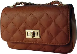 Women's Italian Handmade Genuine Leather Cleo Shoulder Bag/Purse/HandBag/Totebag With Beautiful Shoulder Strap (22 x 5 x 13 cm) - Brown