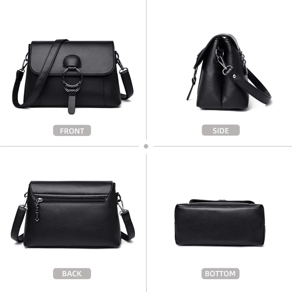 Women’s Leather Crossbody Handbag Multi-pockets Shoulder Bag Tote Purses and Handbags Hobo Tote Bag Top Handle Satchel