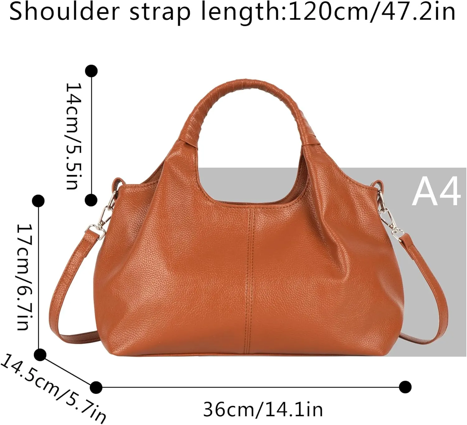 Women's Leather Handbag Purse Top Handle Satchel Bag Designer Clutch Purse Multi Pockets Crossbody Shoulder Bag