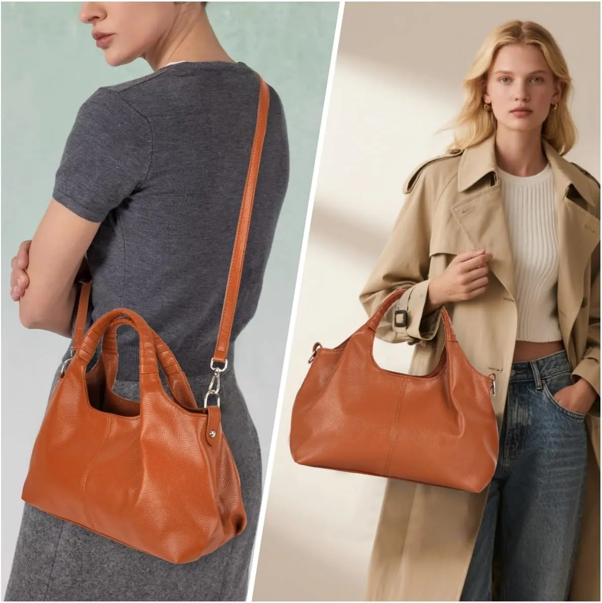 Women's Leather Handbag Purse Top Handle Satchel Bag Designer Clutch Purse Multi Pockets Crossbody Shoulder Bag