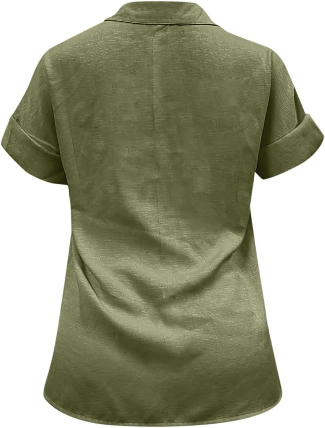 Women's Linen Shirts Thin Three Quarter Sleeve Cotton and Linen Top with Stand Collar White Tops for Women Bathing