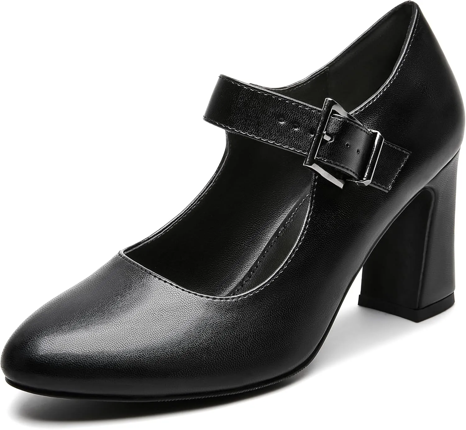 Women's Mary Jane Heels Closed Toe Block Heel Round Toe Chunky High Heel Pumps Ankle Strap Dress Shoes Patent Leather Comfortable Wedding Party Pumps Shoes