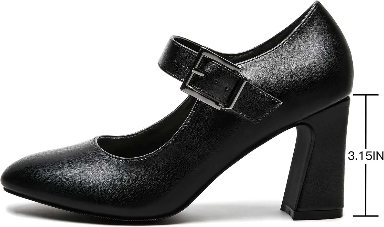 Women's Mary Jane Heels Closed Toe Block Heel Round Toe Chunky High Heel Pumps Ankle Strap Dress Shoes Patent Leather Comfortable Wedding Party Pumps Shoes