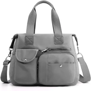 Women’s Nylon Crossbody Bag Multi Pocket Satchel Lightweight Shoulder Bag Large Capacity Tote Handbag for Travel Work