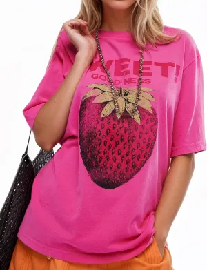 Women's Oversized Vintage Floral Graphic Tops with Ruffle Hem Y2K Retro Baggy Tee Summer Casual Streetwear T-Shirt