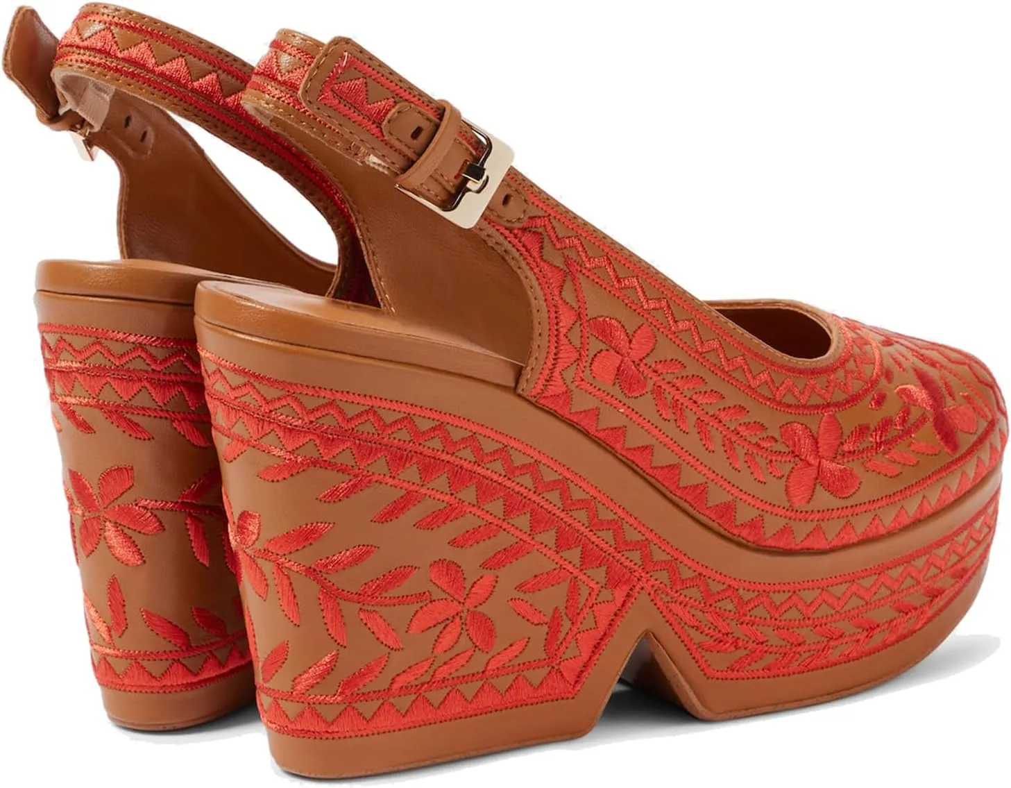 Women's Platform Leather/Rhinestone/Embroidered Slingback Heels Peep Round Toe Wedge Heel Pumps Backstrap Buckle High Heel Dress Shoes Sandals Ladies