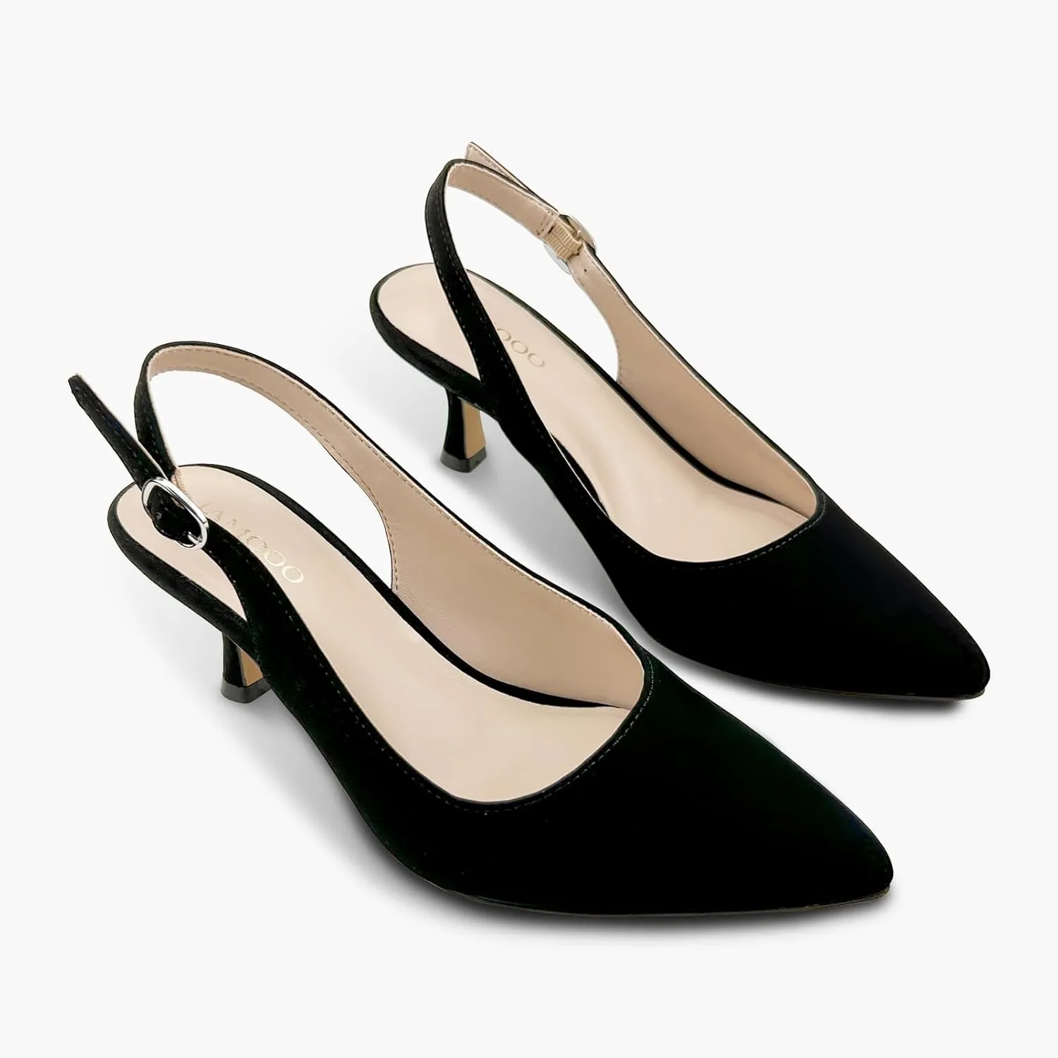 Women's Pointed Toe Heel Shoes,Slingback Heels with Adjustable Buckle,2.7IN Kitten Heels for Women,Ladies Dress Shoes for Wedding,Party