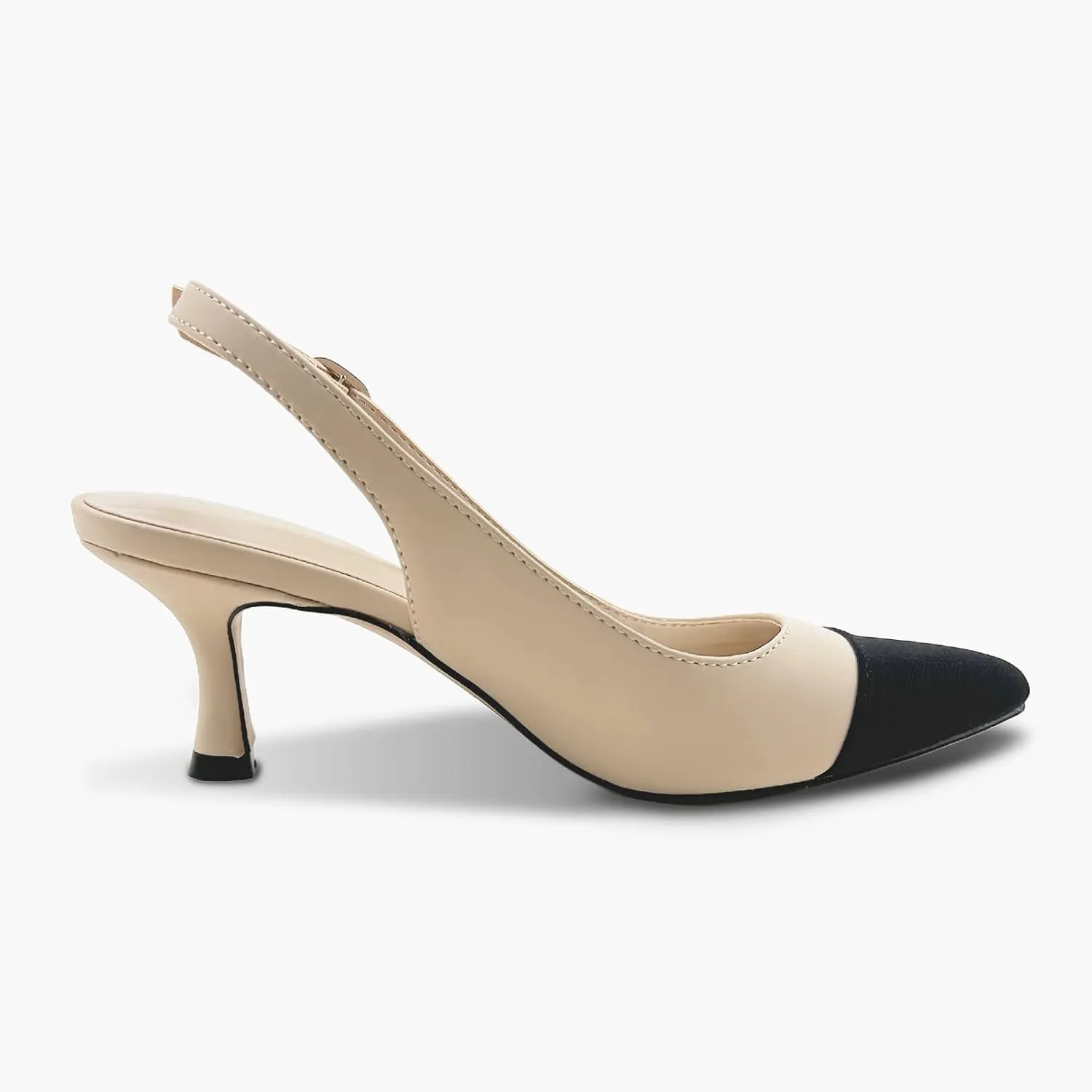 Women's Pointed Toe Heel Shoes,Slingback Heels with Adjustable Buckle,2.7IN Kitten Heels for Women,Ladies Dress Shoes for Wedding,Party