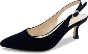 Women's Pointed Toe Heel Shoes,Slingback Heels with Adjustable Buckle,2.7IN Kitten Heels for Women,Ladies Dress Shoes for Wedding,Party