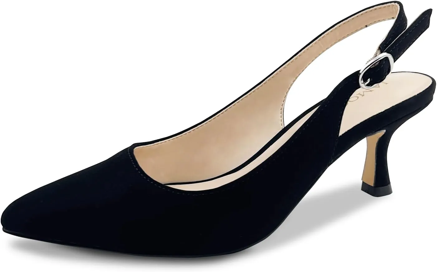 Women's Pointed Toe Heel Shoes,Slingback Heels with Adjustable Buckle,2.7IN Kitten Heels for Women,Ladies Dress Shoes for Wedding,Party