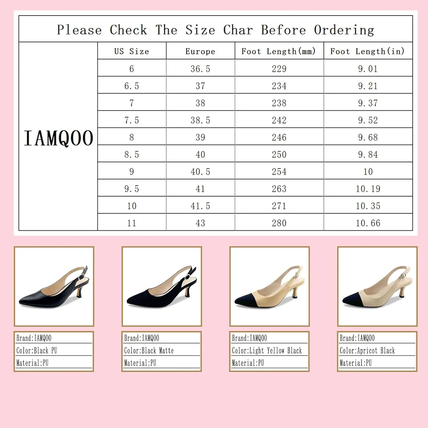 Women's Pointed Toe Heel Shoes,Slingback Heels with Adjustable Buckle,2.7IN Kitten Heels for Women,Ladies Dress Shoes for Wedding,Party