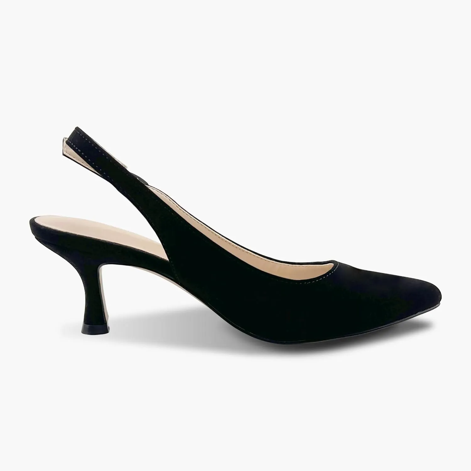 Women's Pointed Toe Heel Shoes,Slingback Heels with Adjustable Buckle,2.7IN Kitten Heels for Women,Ladies Dress Shoes for Wedding,Party