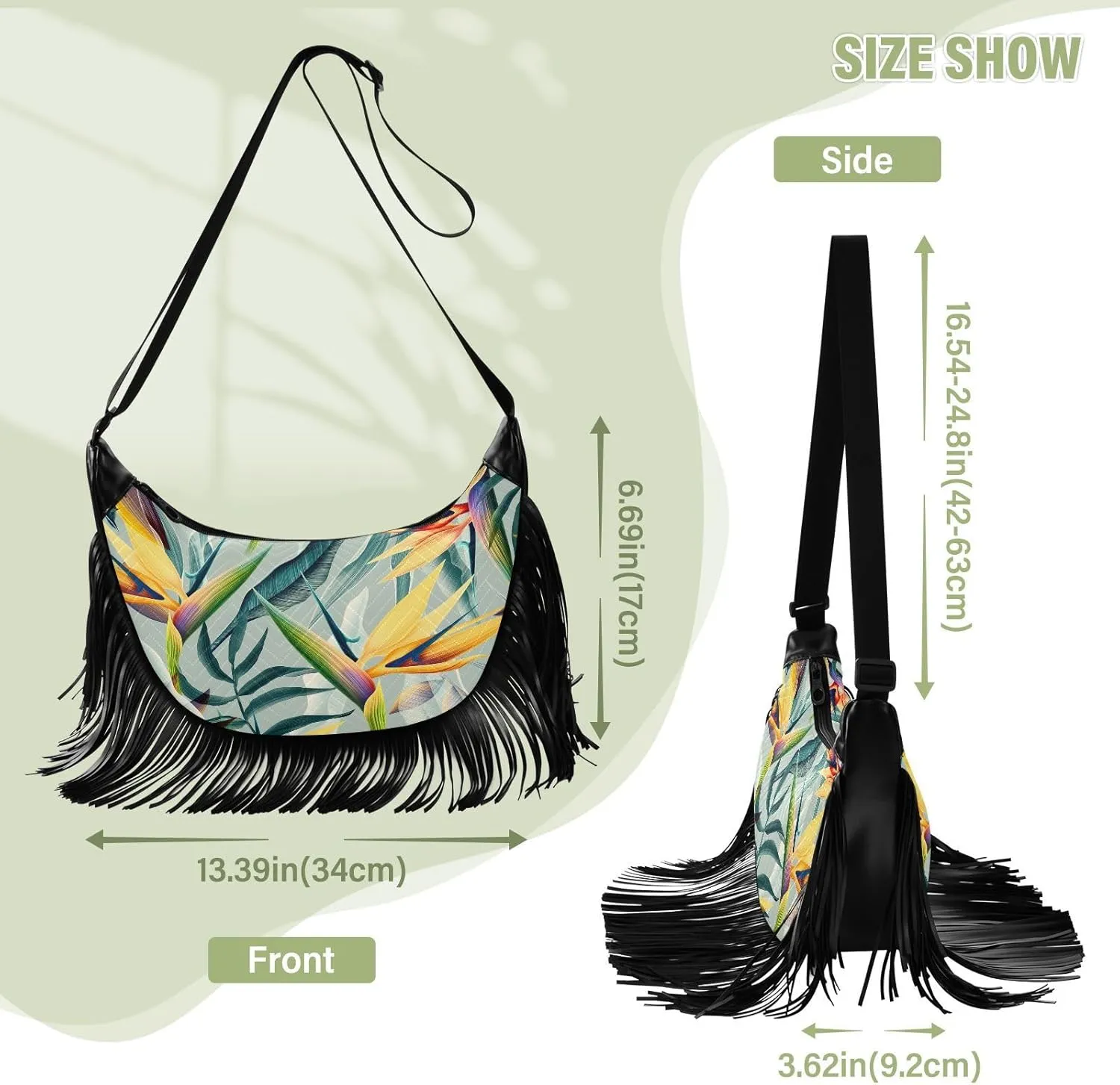 Women's PU Leather Chain Cross Body Bag, Shoulder Handbag Purse with Tassel for Ladies