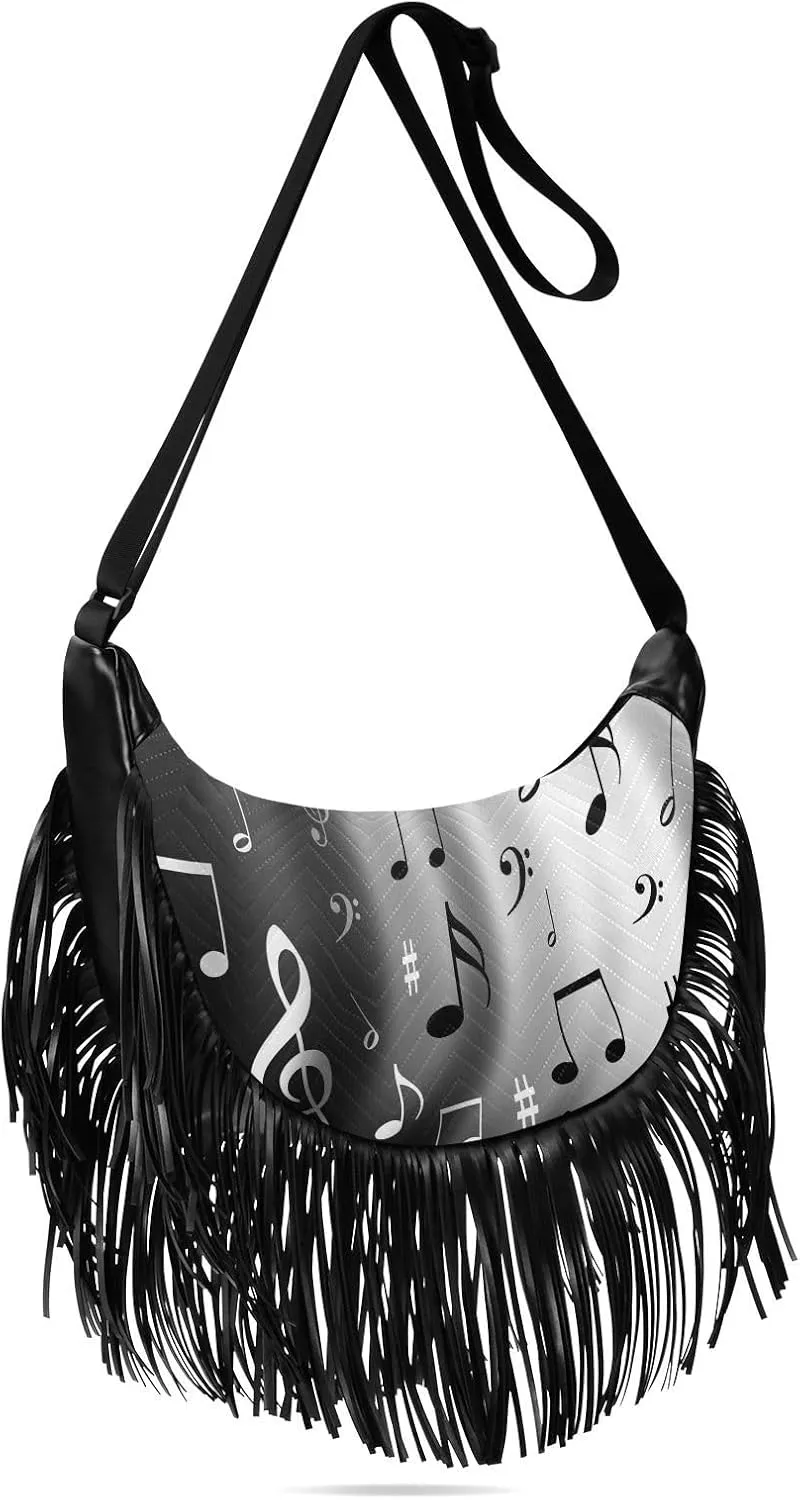 Women's PU Leather Chain Cross Body Bag, Shoulder Handbag Purse with Tassel for Ladies
