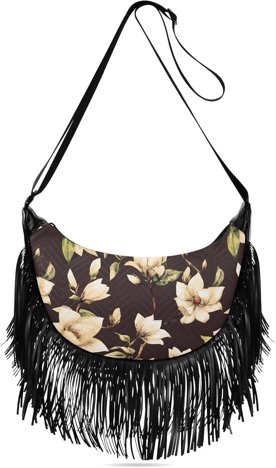 Women's PU Leather Chain Cross Body Bag, Shoulder Handbag Purse with Tassel for Ladies