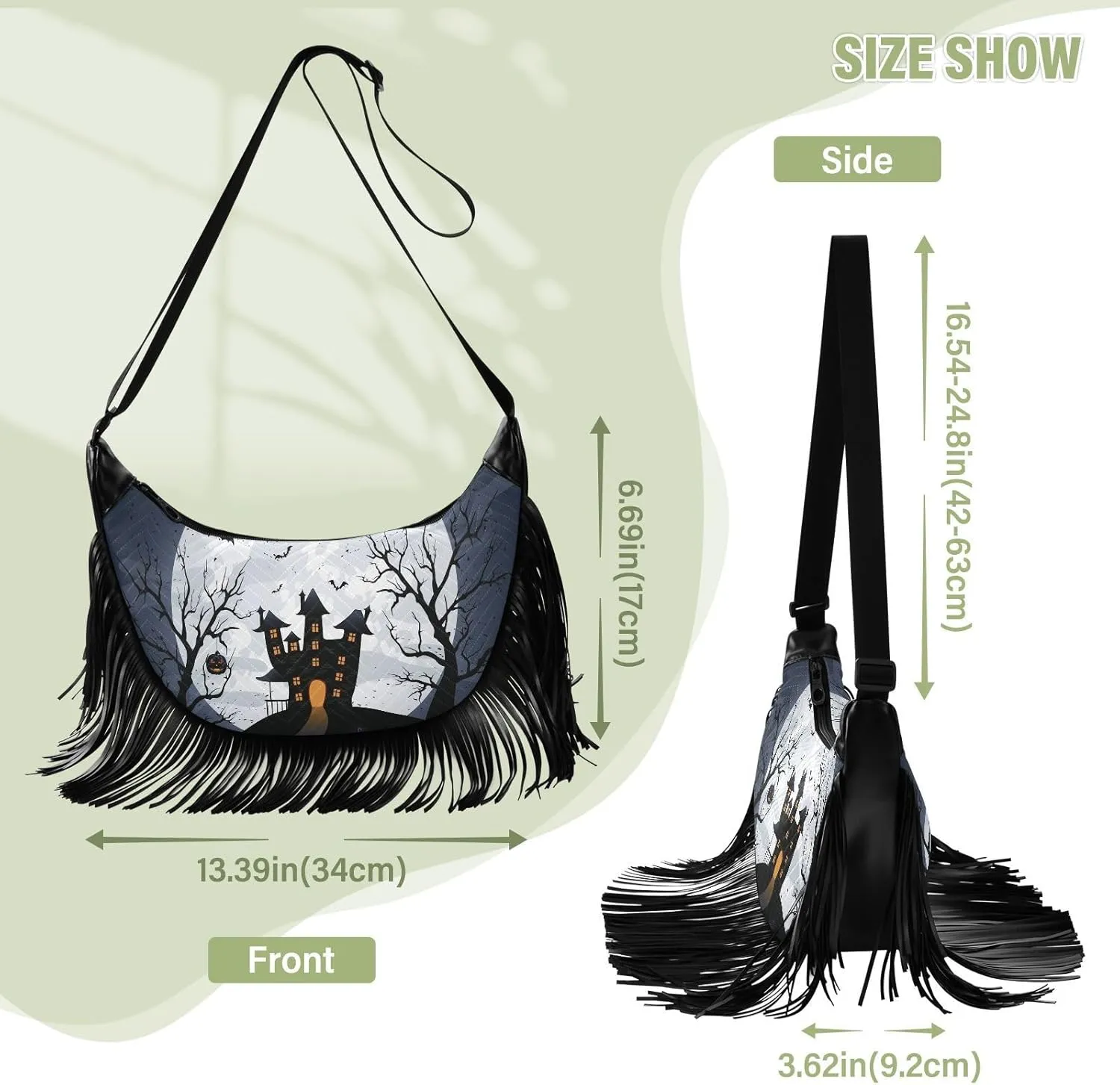 Women's PU Leather Chain Cross Body Bag, Shoulder Handbag Purse with Tassel for Ladies