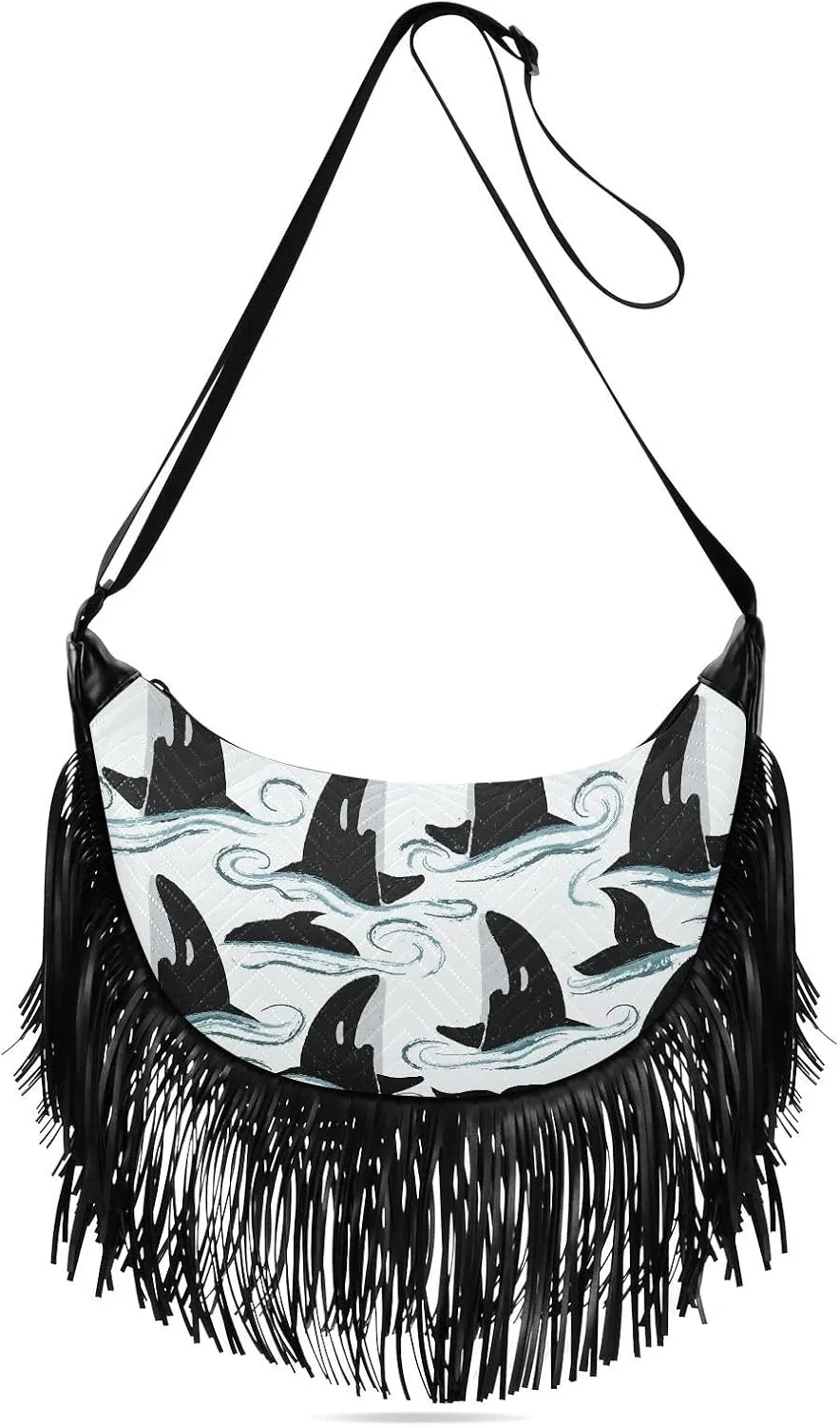 Women's PU Leather Chain Cross Body Bag, Shoulder Handbag Purse with Tassel for Ladies