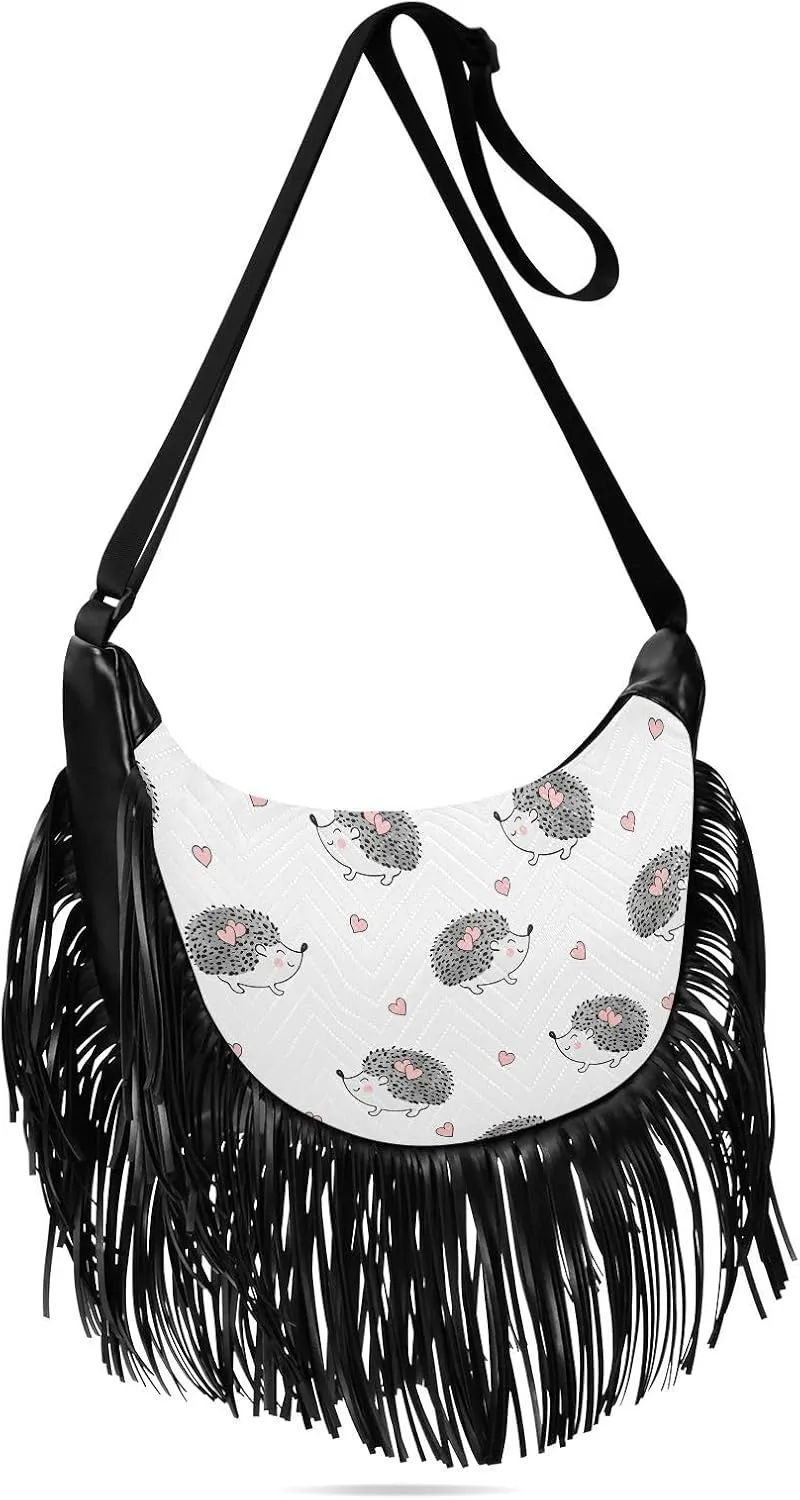 Women's PU Leather Chain Cross Body Bag, Shoulder Handbag Purse with Tassel for Ladies
