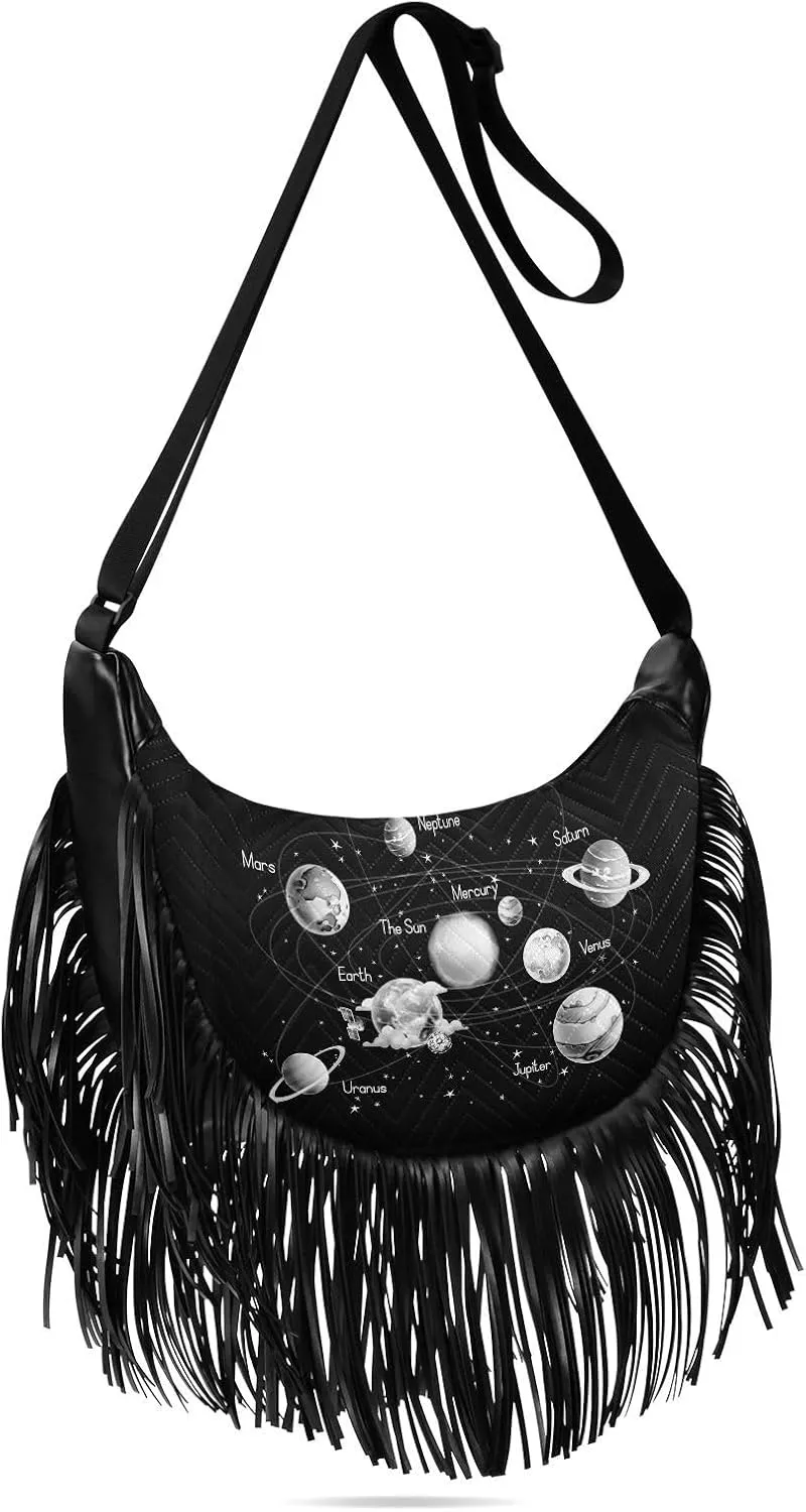 Women's PU Leather Chain Cross Body Bag, Shoulder Handbag Purse with Tassel for Ladies