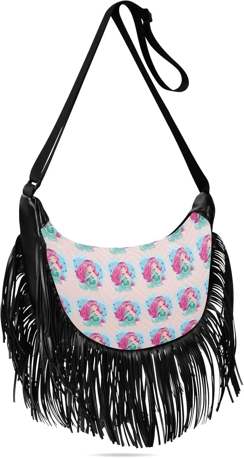 Women's PU Leather Chain Cross Body Bag, Shoulder Handbag Purse with Tassel for Ladies