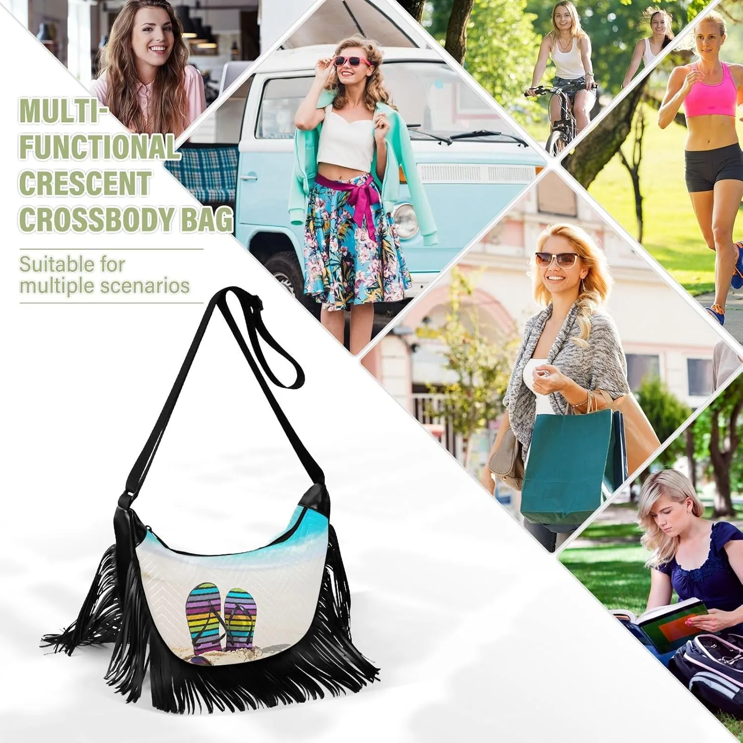 Women's PU Leather Chain Cross Body Bag, Shoulder Handbag Purse with Tassel for Ladies